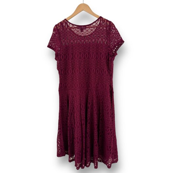 Size XL X-LARGE‎ NEW BURGUNDY WINE LACE MIDI DRESS Wedding Western Holiday Party - Picture 3 of 7